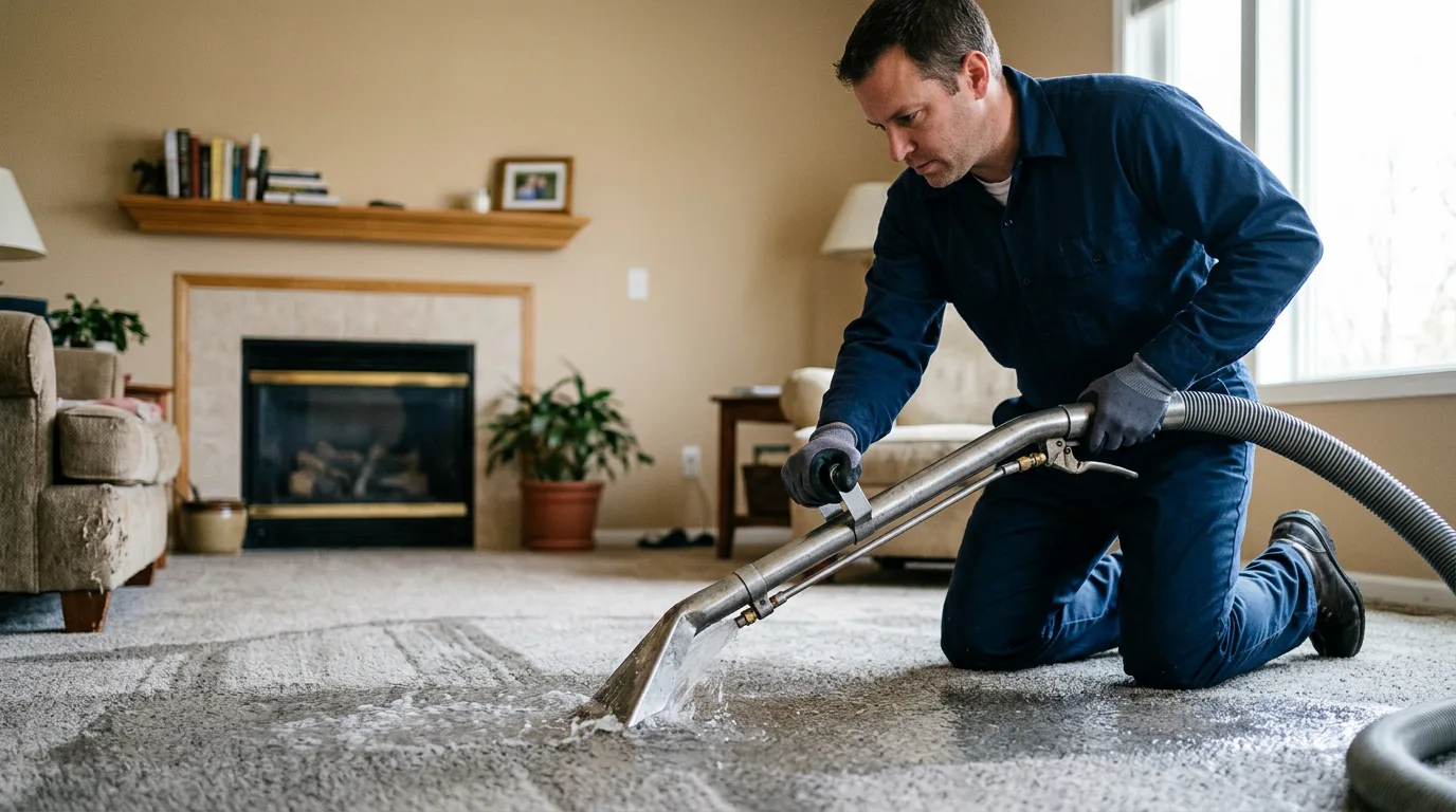 Water damage restoration technician working near Chatsworth, IL